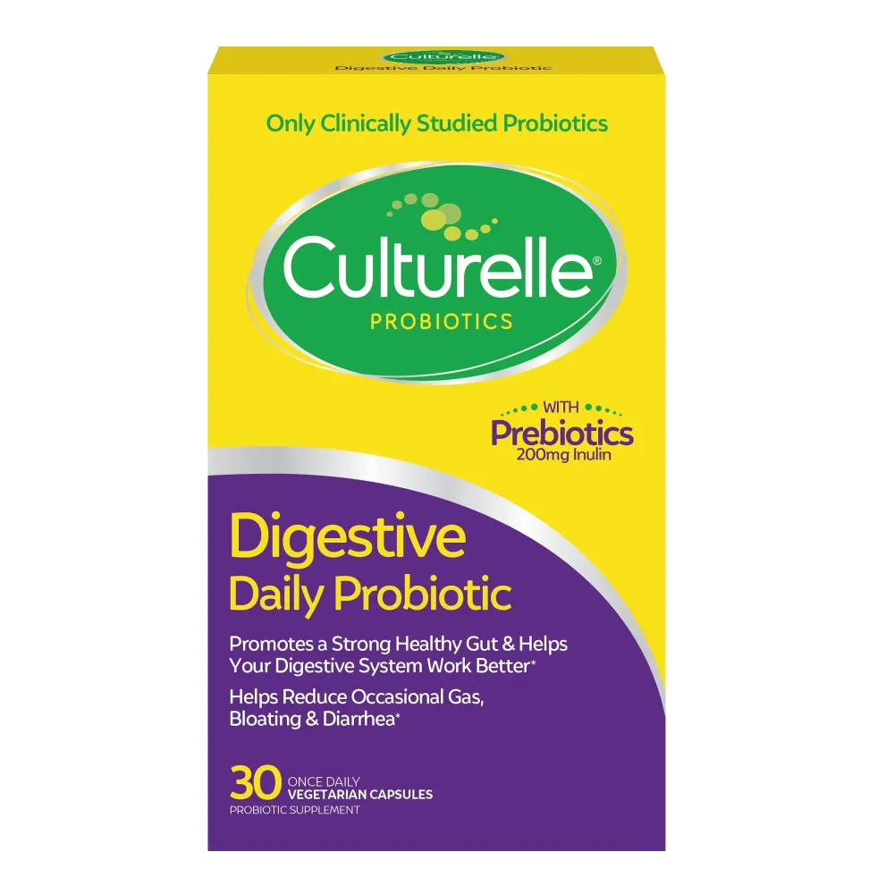 Culturelle Daily Probiotic Capsules For Men & Women, Most Clinically Studied Probiotic Strain, Digestive & Gut Health, Supports Occasional Diarrhea, Gas & Bloating, 1 Month Supply, 30 CT Culturelle Daily Probiotic Capsules For Men & Women, Most Clinically Studied Probiotic Strain, Digestive & Gut Health, Supports Occasional Diarrhea, Gas & Bloating, 1 Month Supply, 30 CT