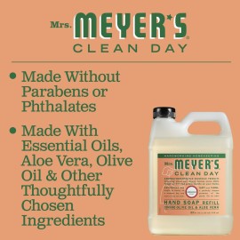 MRS. MEYER\'S CLEAN DAY Hand Soap Refill, Made with Essential Oils, Biodegradable Formula, Geranium, 33 fl. oz MRS. MEYER\'S CLEAN DAY Hand Soap Refill, Made with Essential Oils, Biodegradable Formula, Geranium, 33 fl. oz
