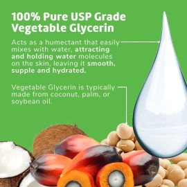 De La Cruz Vegetable Glycerin, 100% Pure Liquid Glycerine USP Grade for Hair, Skin and DYI Projects 2 FL. OZ.