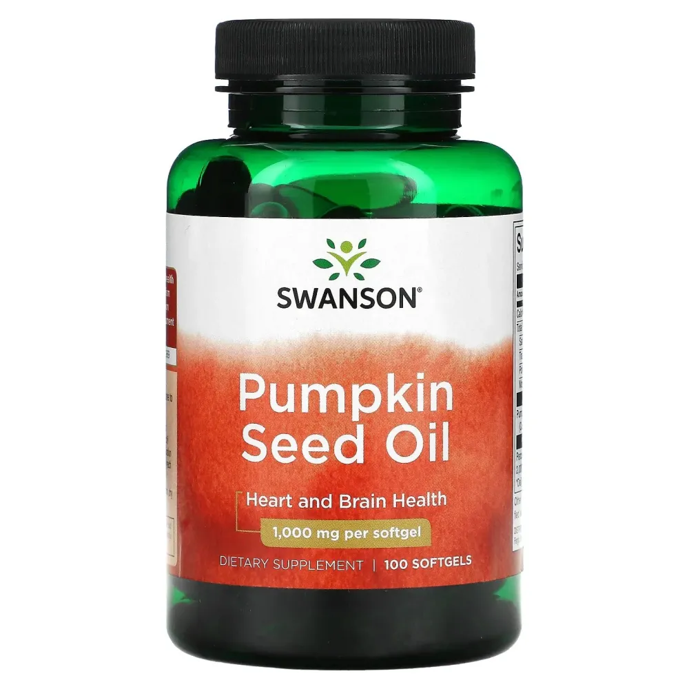 Swanson Pumpkin Seed Oil Brain Health Cardiovascular Support High Bioavailable Essential Fatty Acids (EFAs) Combination Herbal Supplement 1000 mg 100 Softgel Capsules Swanson Pumpkin Seed Oil Brain Health Cardiovascular Support High Bioavailable Essential Fatty Acids (EFAs) Combination Herbal Supplement 1000 mg 100 Softgel Capsules