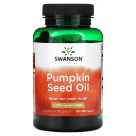 Swanson Pumpkin Seed Oil Brain Health Cardiovascular Support High Bioavailable Essential Fatty Acids (EFAs) Combination Herbal Supplement 1000 mg 100 Softgel Capsules