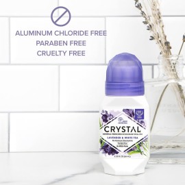 Crystal Mineral Deodorant Roll-On, Lavender & White Tea, Purple, 2.25 Fl Oz Crystal Mineral Deodorant Roll-On, Lavender & White Tea, Purple, 2.25 Fl Oz