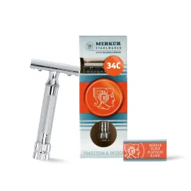 Merkur Mk34c Double Edge Razor with Heavy Duty Short Handle