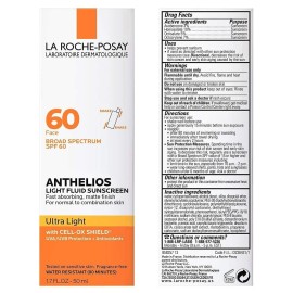 La Roche-Posay Anthelios Light Fluid Facial Sunscreen SPF 60, Lightweight Sunscreen For Face, Fluid Texture, Broad Spectrum SPF + Antioxidants, Oil Free & Oxybenzone Free, Travel Size 1.7 Fl. Oz. La Roche-Posay Anthelios Light Fluid Facial Sunscreen SPF 60, Lightweight Sunscreen For Face, Fluid Texture, Broad Spectrum SPF + Antioxidants, Oil Free & Oxybenzone Free, Travel Size 1.7 Fl. Oz.