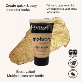Mehron Makeup Fantasy FX Cream Makeup | Water Based | Halloween | Gold Face & Body Paint For Adults 1 fl oz (30ml) (Gold) Mehron Makeup Fantasy FX Cream Makeup | Water Based | Halloween | Gold Face & Body Paint For Adults 1 fl oz (30ml) (Gold)
