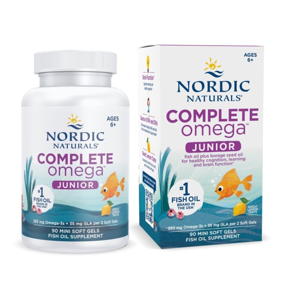 Nordic Naturals Complete Omega Jr., Lemon - 90 Mini Soft Gels - 283 mg Total Omega-3s & 35 mg GLA - Healthy Cognition, Nervous System Function - Non-GMO - 45 Servings Nordic Naturals Complete Omega Jr., Lemon - 90 Mini Soft Gels - 283 mg Total Omega-3s & 35 mg GLA - Healthy Cognition, Nervous System Function - Non-GMO - 45 Servings