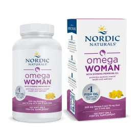 Nordic Naturals Omega Woman, Lemon - 120 Soft Gels - 500 mg Omega-3 + 800 mg Evening Primrose Oil - Healthy Skin & Optimal Wellness - Non-GMO - 60 Servings