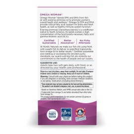 Nordic Naturals Omega Woman, Lemon - 120 Soft Gels - 500 mg Omega-3 + 800 mg Evening Primrose Oil - Healthy Skin & Optimal Wellness - Non-GMO - 60 Servings