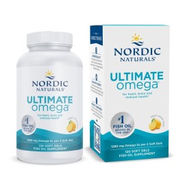 Nordic Naturals Ultimate Omega, Lemon Flavor - 120 Soft Gels - 1280 mg Omega-3 - High-Potency Fish Oil Supplement with EPA & DHA - Promotes Brain & Heart Health - Non-GMO - 60 Servings Nordic Naturals Ultimate Omega, Lemon Flavor - 120 Soft Gels - 1280 mg Omega-3 - High-Potency Fish Oil Supplement with EPA & DHA - Promotes Brain & Heart Health - Non-GMO - 60 Servings