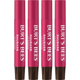 Burt\'s Bees Shimmer Lip Tint Set, Tinted Lip Balm Stick, Moisturizing for All Day Hydration with Natural Origin Glowy Pigmented Finish & Buildable Color, Rhubarb (4-Pack)