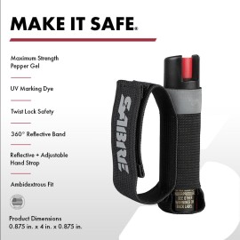SABRE Runner Pepper Gel, Maximum Police Strength OC Spray, Reflective Hand Strap for Easy Carry & Quick Access, 0.67 fl oz, Secure & Easy to Use Safety, Optional Clip-On Alarm & LED Armband Combos SABRE Runner Pepper Gel, Maximum Police Strength OC Spray, Reflective Hand Strap for Easy Carry & Quick Access, 0.67 fl oz, Secure & Easy to Use Safety, Optional Clip-On Alarm & LED Armband Combos