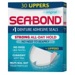 Sea Bond Secure Denture Adhesive Seals, Original Uppers, Zinc-Free, All-Day-Hold, Mess-Free, 30 Count (Pack of 1)