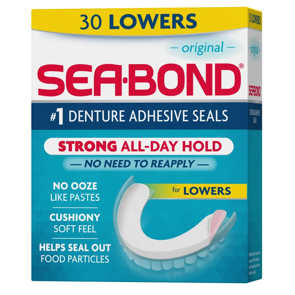 Sea Bond Secure Denture Adhesive Seals, Original Lowers, Zinc-Free, All-Day-Hold, Mess-Free, 30 Count (Pack of 1) Sea Bond Secure Denture Adhesive Seals, Original Lowers, Zinc-Free, All-Day-Hold, Mess-Free, 30 Count (Pack of 1)