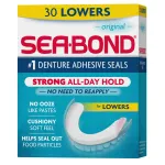 Sea Bond Secure Denture Adhesive Seals, Original Lowers, Zinc-Free, All-Day-Hold, Mess-Free, 30 Count (Pack of 1)
