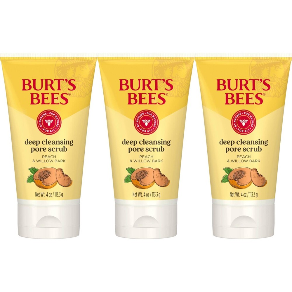 Burt\'s Bees Deep Cleansing Pore Scrub with Peach and Willow Bark, 4 Ounces, Pack of 3 Burt\'s Bees Deep Cleansing Pore Scrub with Peach and Willow Bark, 4 Ounces, Pack of 3