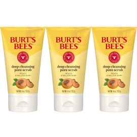 Burt\'s Bees Deep Cleansing Pore Scrub with Peach and Willow Bark, 4 Ounces, Pack of 3