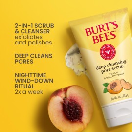 Burt\'s Bees Deep Cleansing Pore Scrub with Peach and Willow Bark, 4 Ounces, Pack of 3 Burt\'s Bees Deep Cleansing Pore Scrub with Peach and Willow Bark, 4 Ounces, Pack of 3