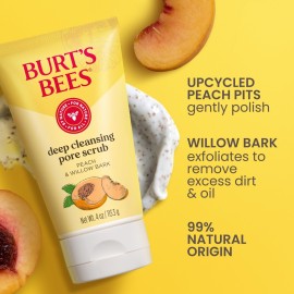Burt\'s Bees Deep Cleansing Pore Scrub with Peach and Willow Bark, 4 Ounces, Pack of 3 Burt\'s Bees Deep Cleansing Pore Scrub with Peach and Willow Bark, 4 Ounces, Pack of 3