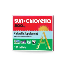 Sun Chlorella 500mg Whole Body Wellness Green Algae Superfood Supplement - Immune Defense, Gut Health, Natural Purification, Energy Boost - Chlorophyll, B12, Iron, Protein - Non-GMO - 120 Tablets