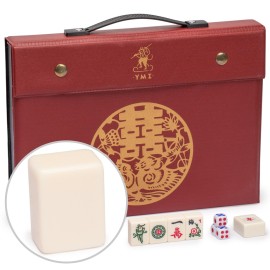 Yellow Mountain Imports Small Size Chinese Mahjong Set, Classic Ivory with 146 Ivory Colored Tiles, Vinyl Case, Wind Indicator and Dice - for Chinese Style Gameplay Only []
