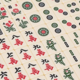 Yellow Mountain Imports Small Size Chinese Mahjong Set, Classic Ivory with 146 Ivory Colored Tiles, Vinyl Case, Wind Indicator and Dice - for Chinese Style Gameplay Only []