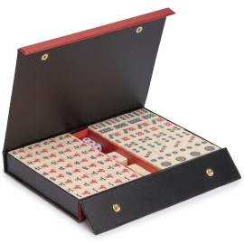 Yellow Mountain Imports Small Size Chinese Mahjong Set, Classic Ivory with 146 Ivory Colored Tiles, Vinyl Case, Wind Indicator and Dice - for Chinese Style Gameplay Only []