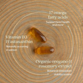 New Chapter Wholemega Fish Oil Supplement - Wild Alaskan Salmon Oil with Omega-3 + Vitamin D3 + Astaxanthin + Sustainably Caught - 120 ct, 1000mg Softgels