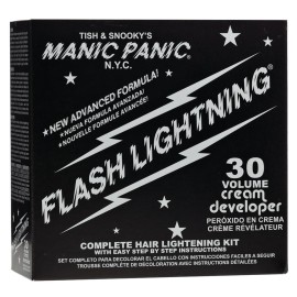 MANIC PANIC Flash Lightning Hair Bleach Kit - Bleach Powder + 30 Volume Developer - Hair Lightener for Dark Shades - Lifts Up to 5 Levels - Achieve Medium to Light Blonde - Vegan & Cruelty-Free