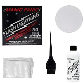 MANIC PANIC Flash Lightning Hair Bleach Kit - Bleach Powder + 30 Volume Developer - Hair Lightener for Dark Shades - Lifts Up to 5 Levels - Achieve Medium to Light Blonde - Vegan & Cruelty-Free