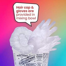 MANIC PANIC Flash Lightning Super Strength Bleach Kit - 40 Volume Developer + Bleach Powder - Hair Lightener for Dark Hair + Lifting up to 7 Levels - Vegan & Cruelty Free MANIC PANIC Flash Lightning Super Strength Bleach Kit - 40 Volume Developer + Bleach Powder - Hair Lightener for Dark Hair + Lifting up to 7 Levels - Vegan & Cruelty Free