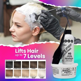 MANIC PANIC Flash Lightning Super Strength Bleach Kit - 40 Volume Developer + Bleach Powder - Hair Lightener for Dark Hair + Lifting up to 7 Levels - Vegan & Cruelty Free MANIC PANIC Flash Lightning Super Strength Bleach Kit - 40 Volume Developer + Bleach Powder - Hair Lightener for Dark Hair + Lifting up to 7 Levels - Vegan & Cruelty Free