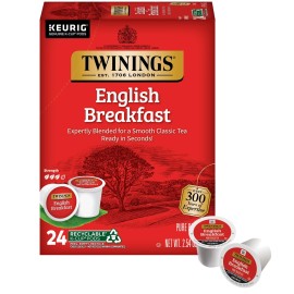 Twinings English Breakfast Black Tea K-Cup Pods for Keurig, 24 Count (Pack of 1), Smooth, Flavourful, Robust, Caffeinated, Enjoy Hot or Iced Twinings English Breakfast Black Tea K-Cup Pods for Keurig, 24 Count (Pack of 1), Smooth, Flavourful, Robust, Caffeinated, Enjoy Hot or Iced