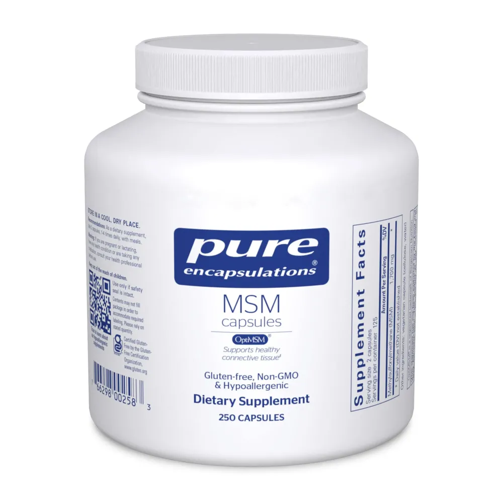 Pure Encapsulations MSM Capsules | Sulfur Supplement to Support Joints, Immune System, Connective Tissue, and Respiratory Health* | 250 Capsules Pure Encapsulations MSM Capsules | Sulfur Supplement to Support Joints, Immune System, Connective Tissue, and Respiratory Health* | 250 Capsules