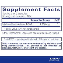 Pure Encapsulations MSM Capsules | Sulfur Supplement to Support Joints, Immune System, Connective Tissue, and Respiratory Health* | 250 Capsules Pure Encapsulations MSM Capsules | Sulfur Supplement to Support Joints, Immune System, Connective Tissue, and Respiratory Health* | 250 Capsules