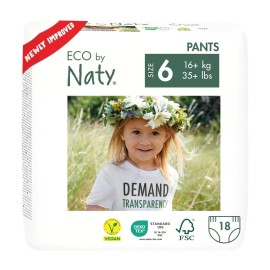 Eco by Naty Pull Ups - Hypoallergenic and Chemical-Free Training Pants, Highly Absorbent and Eco Friendly Pull Ups for Boys and Girls - Size (6) 4T-5T (35+ lbs) - 18 Count