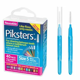 Piksters Interdental Brushes (40 Pack, Size 5 (Blue))