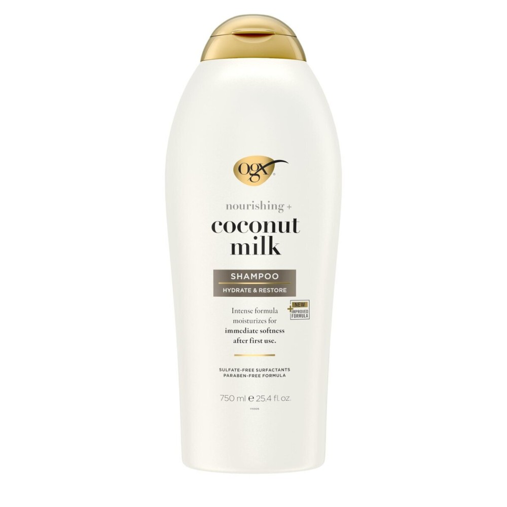 OGX Nourishing + Coconut Milk Shampoo, Hydrating & Restoring Shampoo Moisturizes for Soft Hair After the First Use, Paraben-Free, Sulfate-Free Surfactants, 25.4 fl. oz OGX Nourishing + Coconut Milk Shampoo, Hydrating & Restoring Shampoo Moisturizes for Soft Hair After the First Use, Paraben-Free, Sulfate-Free Surfactants, 25.4 fl. oz