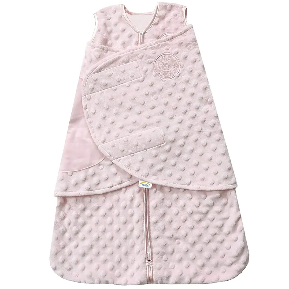HALO Sleepsack Swaddle Plush Dot Velboa, 3-Way Adjustable Swaddle Blanket, TOG 3.0 for Cool Climates, Pink, Newborn, 0-3 Months HALO Sleepsack Swaddle Plush Dot Velboa, 3-Way Adjustable Swaddle Blanket, TOG 3.0 for Cool Climates, Pink, Newborn, 0-3 Months