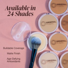 Mineral Fusion Pressed Powder Foundation, Warm 2 - Med Skin w/Yellowish Undertones, Age Defying Foundation Makeup with Matte Finish, Talc Free Face Powder, Hypoallergenic, Cruelty-Free, 0.32 Oz Mineral Fusion Pressed Powder Foundation, Warm 2 - Med Skin w/Yellowish Undertones, Age Defying Foundation Makeup with Matte Finish, Talc Free Face Powder, Hypoallergenic, Cruelty-Free, 0.32 Oz