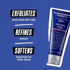 Kiehl\'s Facial Fuel Exfoliating Face Scrub, Facial Cleanser for Men, Smooths Skin & Removes Dead Skin, Dirt & Oil, Helps Soften Tough Facial Hair, with Caffeine, Menthol, Vitamin E - 3.4 fl oz Kiehl\'s Facial Fuel Exfoliating Face Scrub, Facial Cleanser for Men, Smooths Skin & Removes Dead Skin, Dirt & Oil, Helps Soften Tough Facial Hair, with Caffeine, Menthol, Vitamin E - 3.4 fl oz