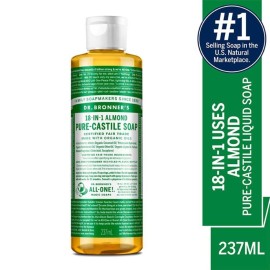Dr. Bronner\'s - Pure-Castile Liquid Soap (Almond, 8 ounce) - Made with Organic Oils, 18-in-1 Uses: Face, Body, Hair, Laundry, Pets and Dishes, Concentrated, Vegan, Non-GMO Dr. Bronner\'s - Pure-Castile Liquid Soap (Almond, 8 ounce) - Made with Organic Oils, 18-in-1 Uses: Face, Body, Hair, Laundry, Pets and Dishes, Concentrated, Vegan, Non-GMO