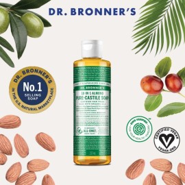Dr. Bronner\'s - Pure-Castile Liquid Soap (Almond, 8 ounce) - Made with Organic Oils, 18-in-1 Uses: Face, Body, Hair, Laundry, Pets and Dishes, Concentrated, Vegan, Non-GMO Dr. Bronner\'s - Pure-Castile Liquid Soap (Almond, 8 ounce) - Made with Organic Oils, 18-in-1 Uses: Face, Body, Hair, Laundry, Pets and Dishes, Concentrated, Vegan, Non-GMO