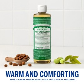 Dr. Bronner\'s - Pure-Castile Liquid Soap (Almond, 8 ounce) - Made with Organic Oils, 18-in-1 Uses: Face, Body, Hair, Laundry, Pets and Dishes, Concentrated, Vegan, Non-GMO Dr. Bronner\'s - Pure-Castile Liquid Soap (Almond, 8 ounce) - Made with Organic Oils, 18-in-1 Uses: Face, Body, Hair, Laundry, Pets and Dishes, Concentrated, Vegan, Non-GMO