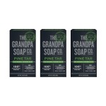 The Grandpa Soap Company Pine Tar Bar Soap for Men- Made With Pine Tar Oil, 3 in 1 Cleanser Deodorizer and Moisturizer, Dermatologist Tested, Safe for Sensitive Skin, 3.25 Oz, 3 Pack