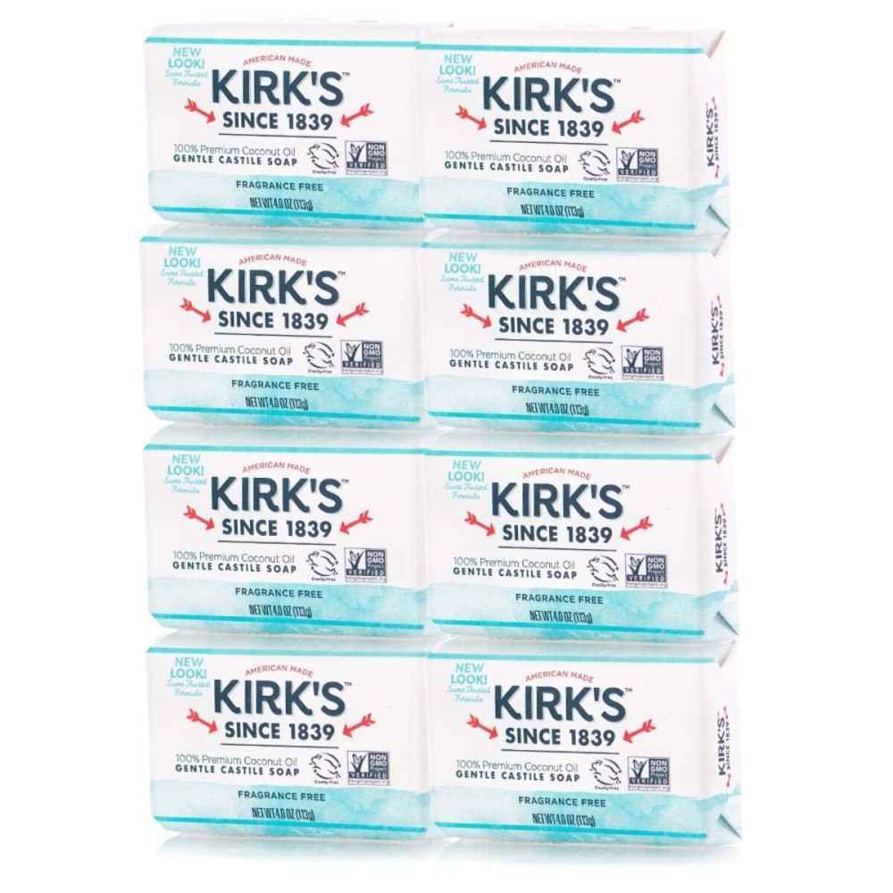 Kirk\'s Original Coco Castile Bar Soap Fragrance Free 4 Ounces (8 Pack) Kirk\'s Original Coco Castile Bar Soap Fragrance Free 4 Ounces (8 Pack)