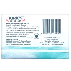 Kirk\'s Original Coco Castile Bar Soap Fragrance Free 4 Ounces (8 Pack) Kirk\'s Original Coco Castile Bar Soap Fragrance Free 4 Ounces (8 Pack)