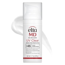 EltaMD UV Clear Face Sunscreen SPF 46, Oil Free for Face with Zinc Oxide, Dermatologist Recommended Sunscreen Lotion, For Acne-Prone Sensitive Skin, 1.7 oz Pump