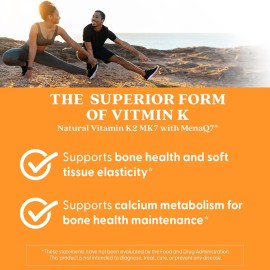 Doctors Best Natural Vitamin K2 MK-7, Supports Tissue & Bone Health, Non-GMO, Gluten Free, Soy Free, Vegan 60 Veggie Caps