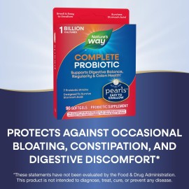 Nature\'s Way Complete Probiotic Pearls, Supports Digestive Balance*, 1 Billion Live Cultures, Supplement for Men and Women, No Refrigeration Required, 90 softgels (Packaging May Vary) Nature\'s Way Complete Probiotic Pearls, Supports Digestive Balance*, 1 Billion Live Cultures, Supplement for Men and Women, No Refrigeration Required, 90 softgels (Packaging May Vary)