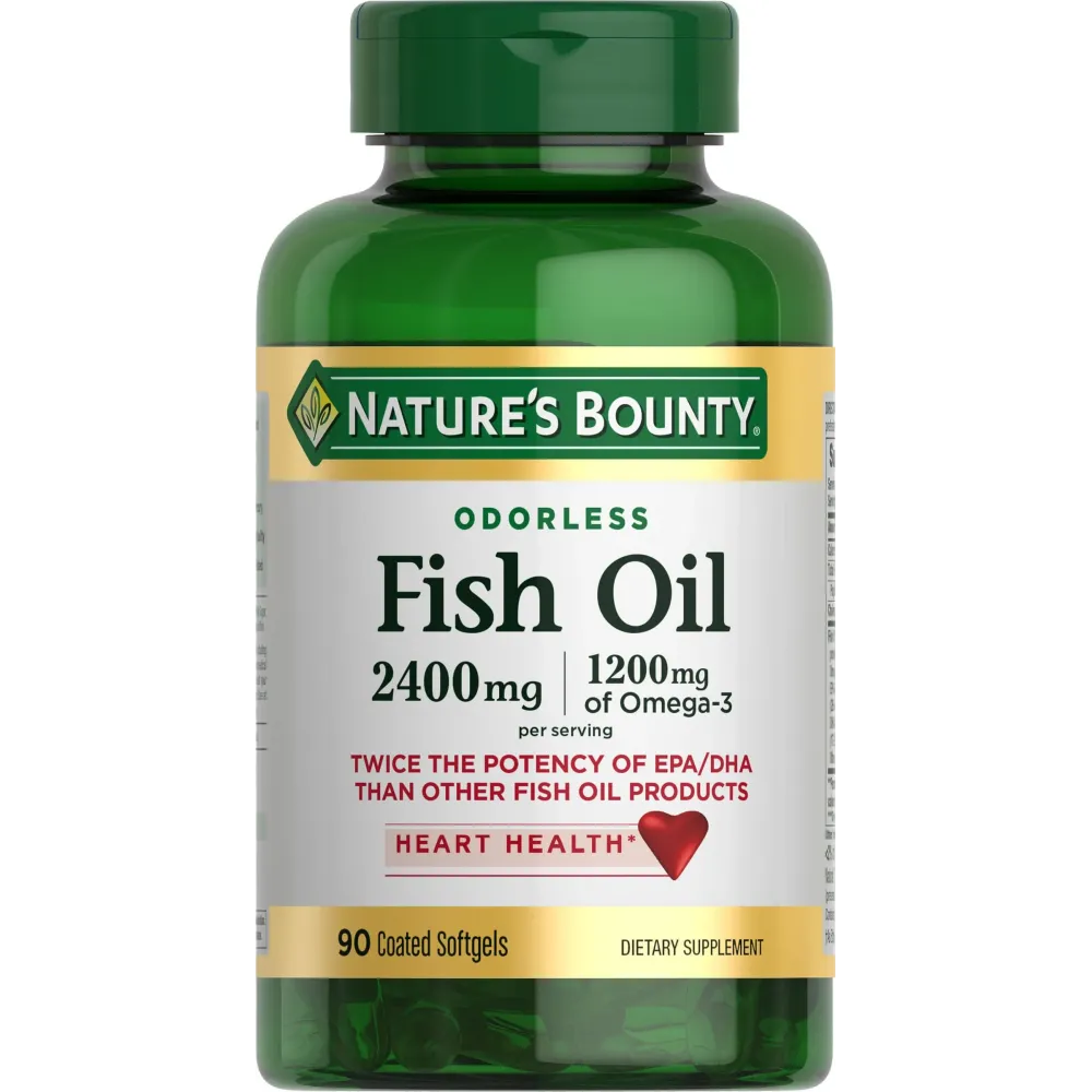 Nature\'s Bounty Fish Oil, Supports Heart Health, 2400mg, Coated Softgels, 90 Ct. Nature\'s Bounty Fish Oil, Supports Heart Health, 2400mg, Coated Softgels, 90 Ct.